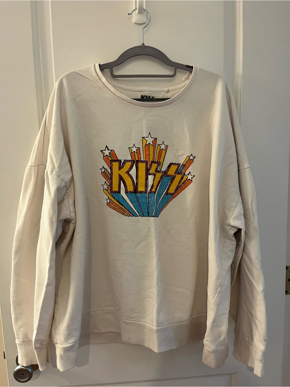Kiss Cream Sweatshirt with Yellow, Orange & Blue Graphic